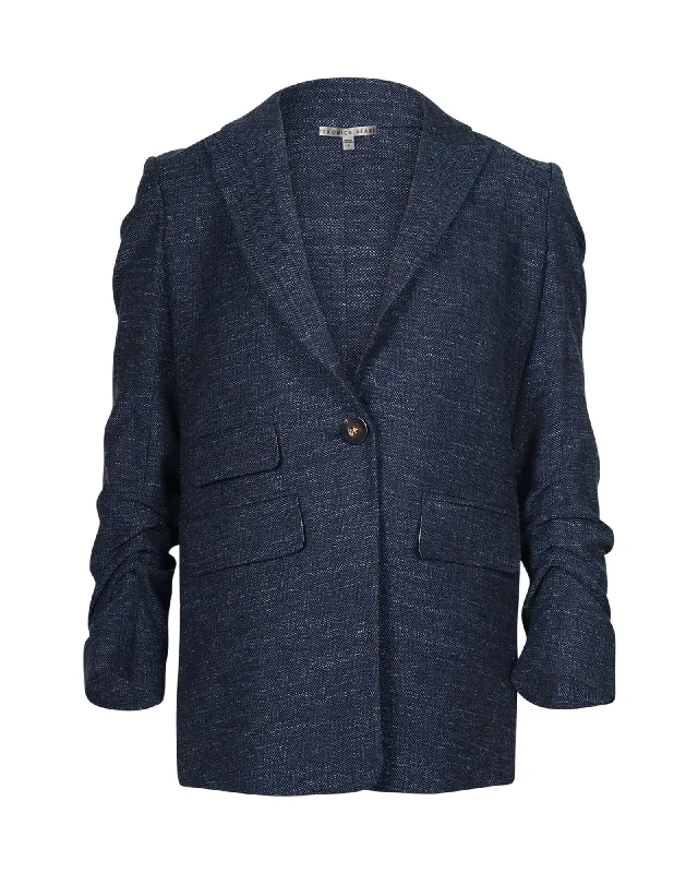 Huge Savings Veronica Beard Martel Dickey Herringbone Blazer in Blue Virgin Wool