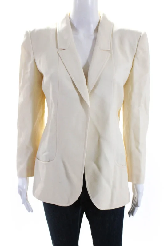 Fantastic Deals Valentino Boutique Women's Long Sleeves Lined Open Front Blazer Beige