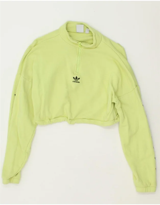 Factory Direct Sale ADIDAS Womens Oversized Crop Zip Neck Sweatshirt Jumper UK 6 XS Green Factory Direct Sale ADIDAS Womens Oversized Crop Zip Neck Sweatshirt Jumper UK 6 XS Green
