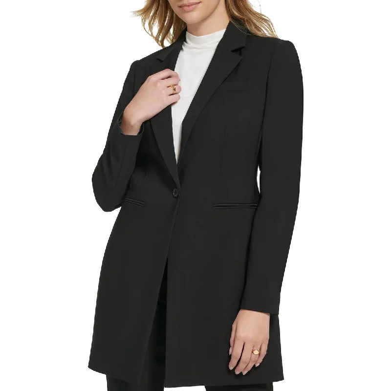Weekend Deal Womens Long Office One-Button Blazer