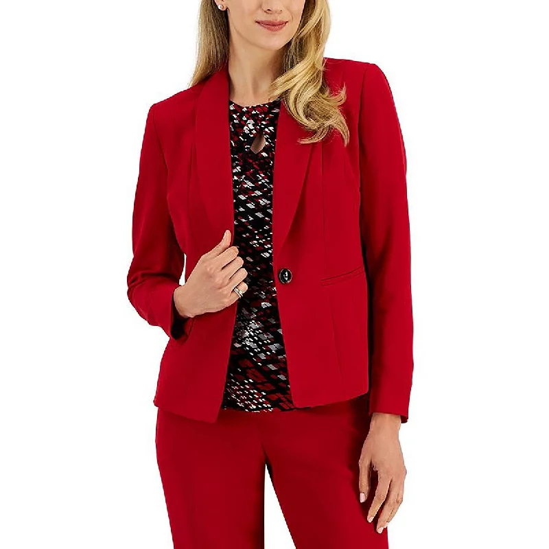 Deal Zone Petites Womens Crepe Stretch One-Button Blazer