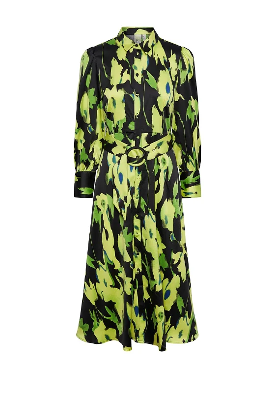 Major Savings Y.A.S Loliso Maxi Shirt Dress, Black & Lime