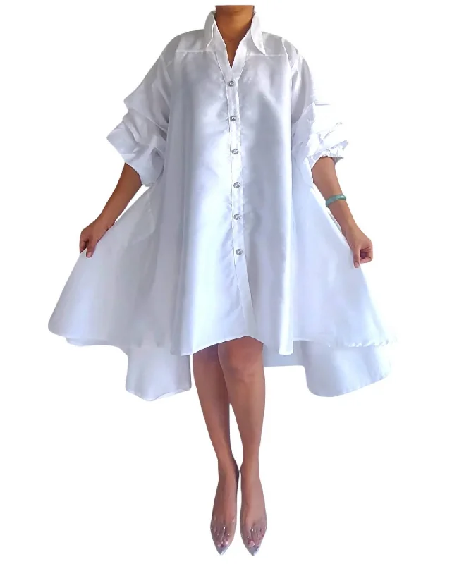 Unmissable Offer Faux Silk Swing Dress In White