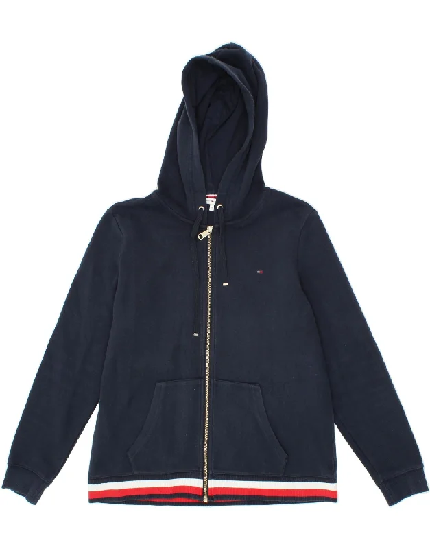 Crazy Deals TOMMY HILFIGER Womens Zip Hoodie Sweater UK 18 XL Navy Blue Cotton