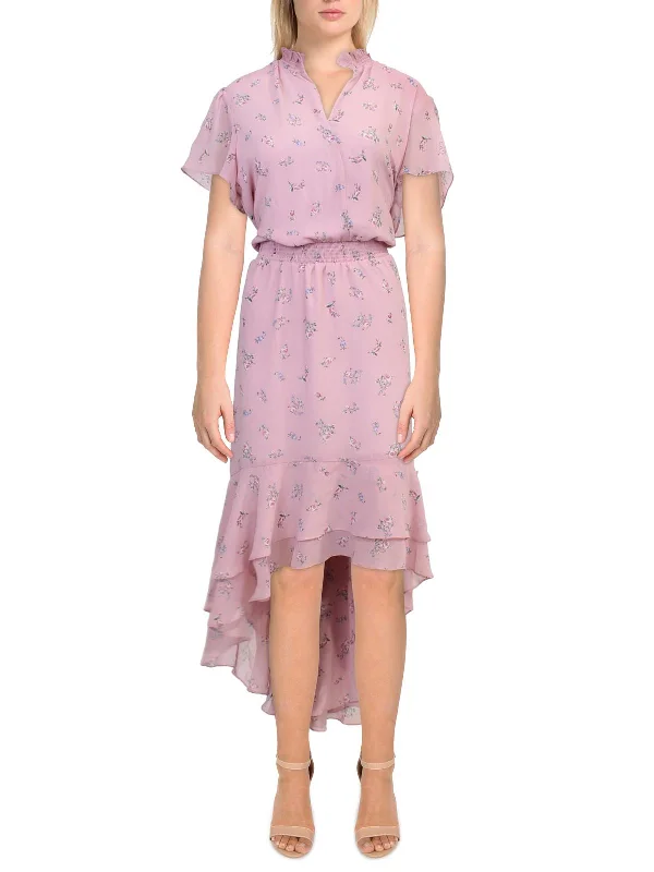 Mega Deal Womens Floral Print Ruffled Midi Dress