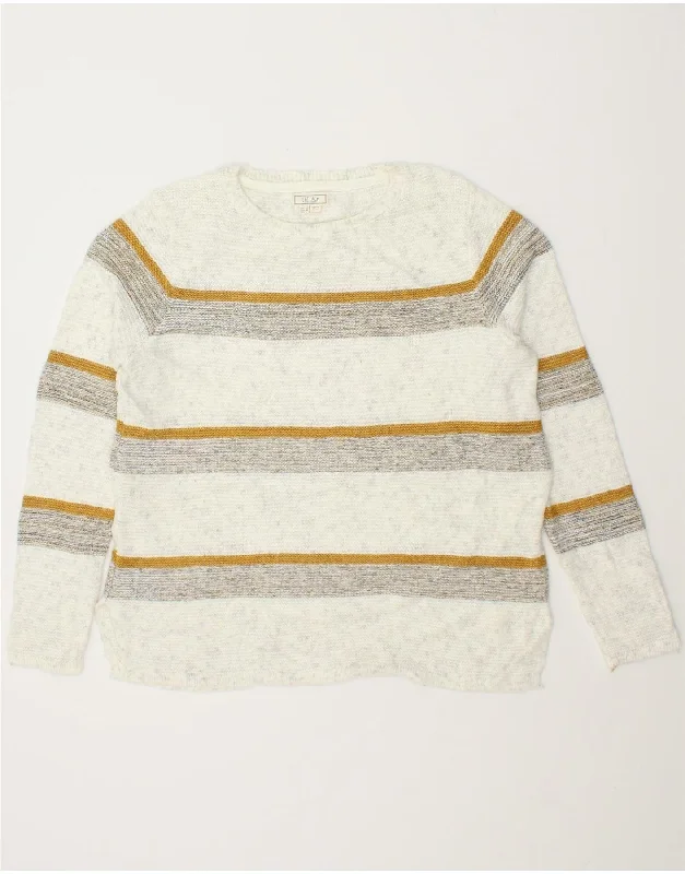 Weekend Special FAT FACE Womens Boat Neck Jumper Sweater UK 10 Small White Striped