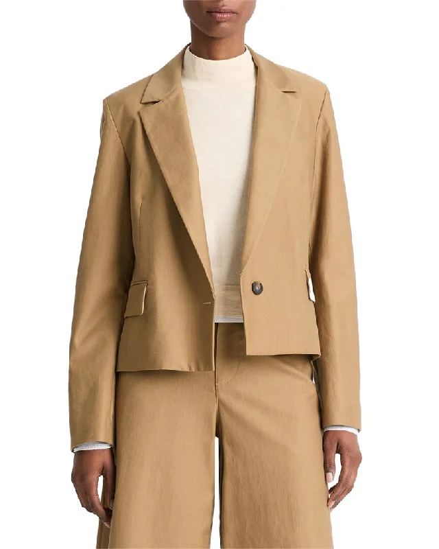 Friends and Family Sale Vince Cropped Twill Wool-Blend Blazer