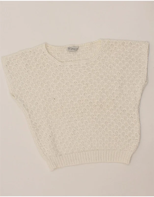 Unmissable Offer VINTAGE Womens Batwing Boat Neck Jumper Sweater UK 10 Small White Cotton Unmissable Offer VINTAGE Womens Batwing Boat Neck Jumper Sweater UK 10 Small White Cotton
