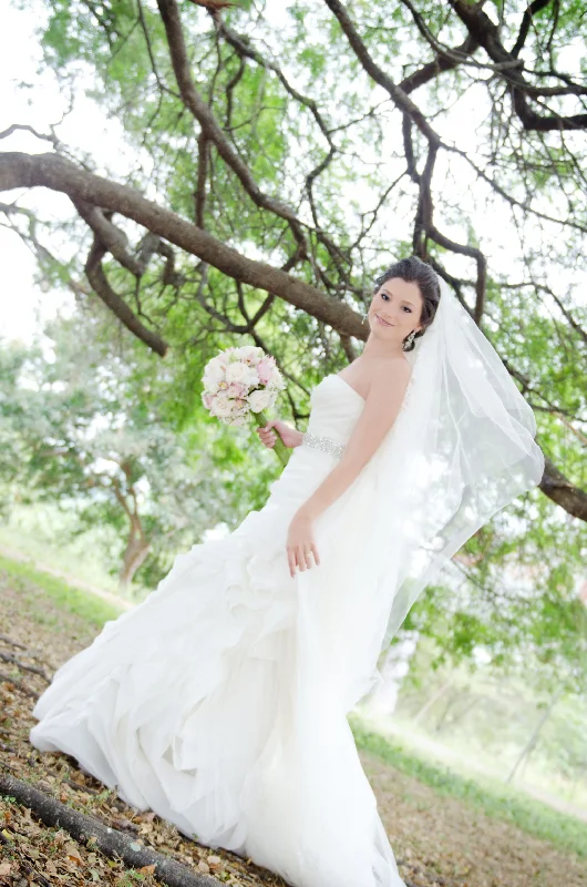 Deal Alert Vera Wang Organza Fit and Flare Gown with Bias Flange Skirt