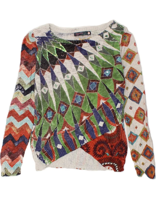 Year-End Clearance DESIGUAL Womens Boat Neck Jumper Sweater UK 14 Large Multicoloured Year-End Clearance DESIGUAL Womens Boat Neck Jumper Sweater UK 14 Large Multicoloured