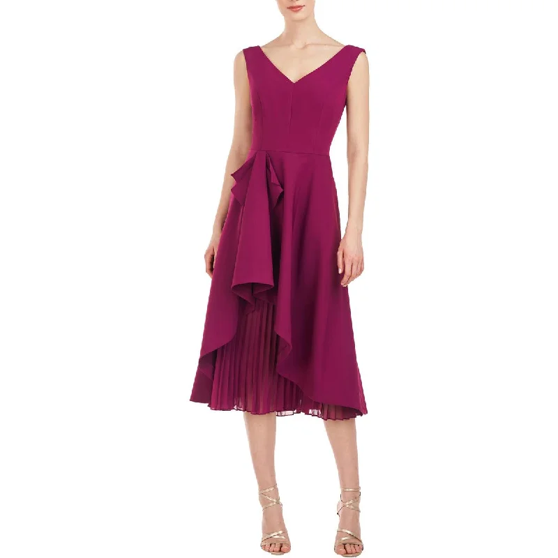 Take Advantage Begonia Womens Sleeveless Ruffled Midi Dress