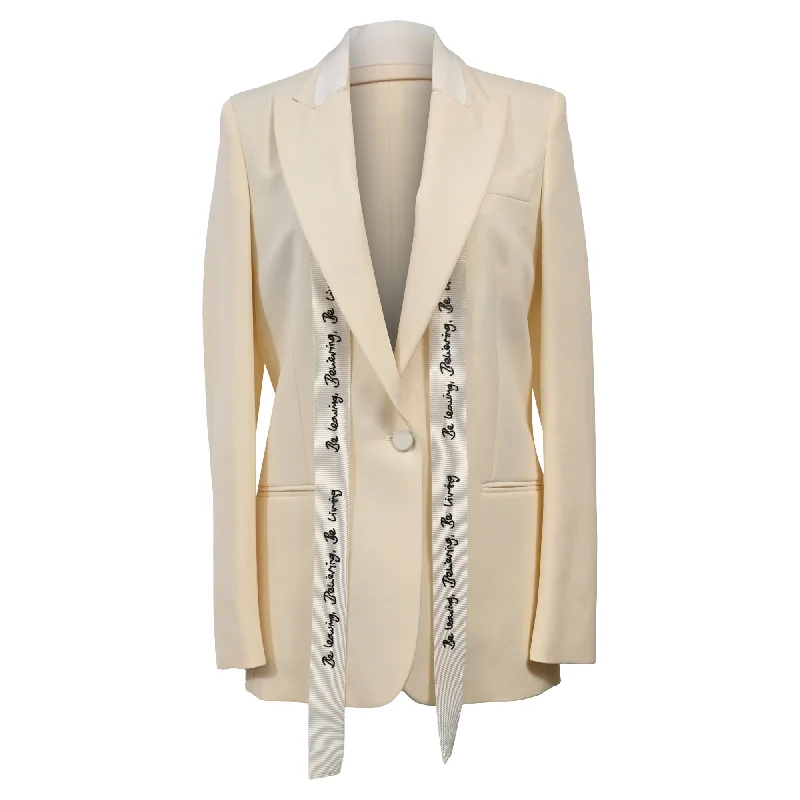 Daily Deals Stella Mccartney Ribbon Detail Single-Breasted Blazer in Cream Wool