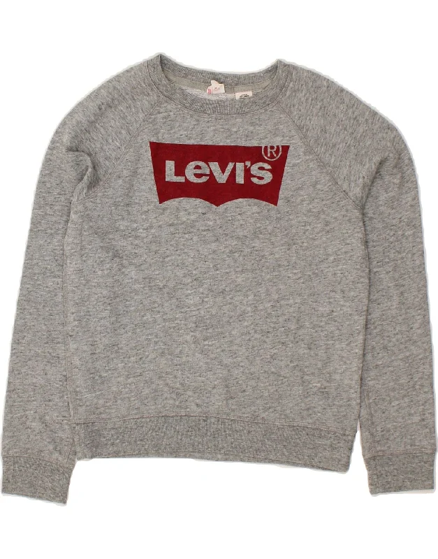Fantastic Offers LEVI'S Womens Oversized Crop Graphic Sweatshirt Jumper UK 6 XS Grey Cotton Fantastic Offers LEVI'S Womens Oversized Crop Graphic Sweatshirt Jumper UK 6 XS Grey Cotton