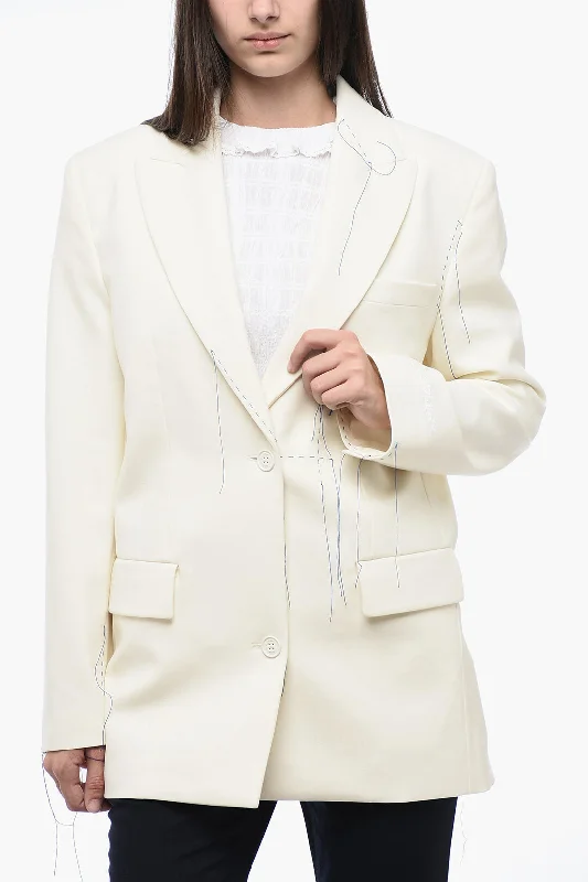 Unbeatable Prices Off-White Peak Lapel Blazer With Stitching Detail 40 Italian Size Unbeatable Prices Off-White Peak Lapel Blazer With Stitching Detail 40 Italian Size