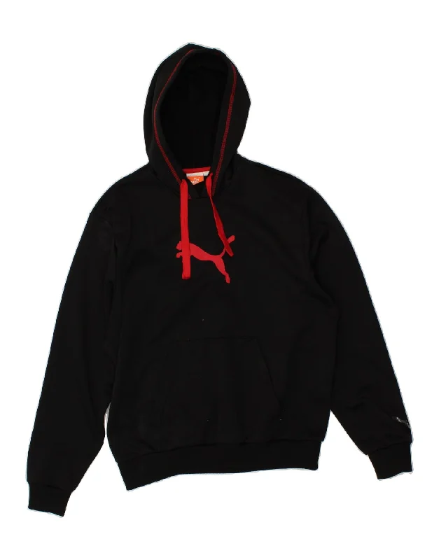 Super Sale PUMA Womens Oversized Graphic Hoodie Jumper UK 10 Small Black Polyester