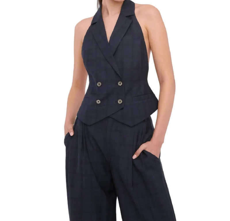 Online Specials Ava Open Back Tuxedo Vest In Oliver Plaid