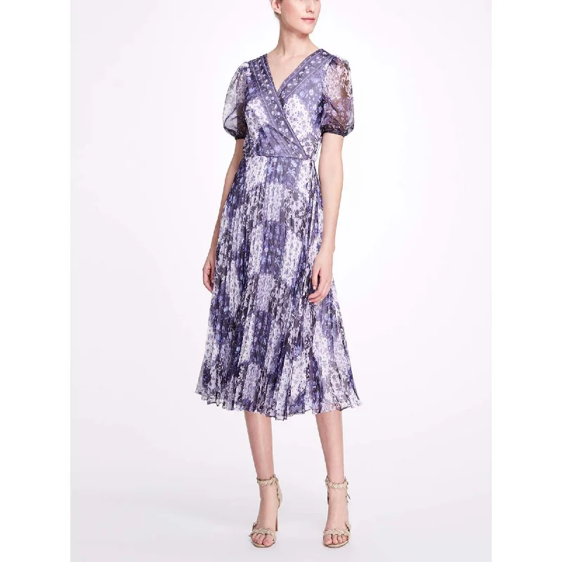 YEAR-End Clearance Patchwork Print Chiffon Wrap Dress