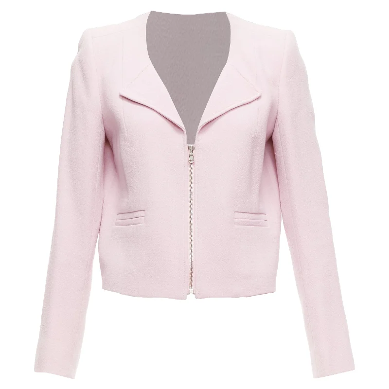Big Savings Carven Virgin Wool Spread Lapel Zip Front Cropped Blazer