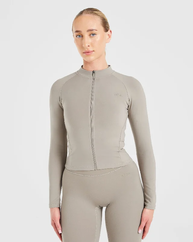 Today's Special Staple Longline Zip Jacket - Muted Taupe