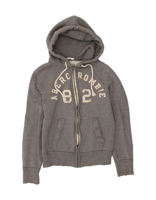 Low Prices ABERCROMBIE & FITCH Womens Muscle Zip Hoodie Sweater UK 10 Small Grey