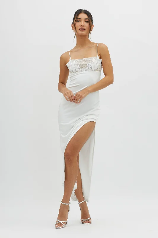 Fantastic Deals Misha Embellished Bust Midi Dress White