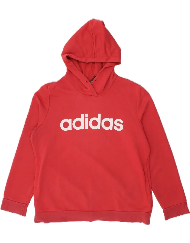 Savings Spectacular ADIDAS Womens Graphic Hoodie Jumper UK 20/22 XL Red Cotton