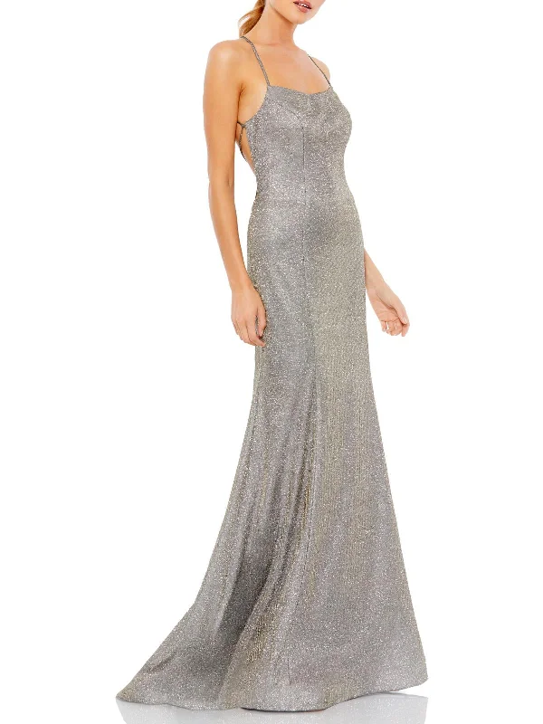 Crazy Deals Womens Lace-Up Trumpet Evening Dress