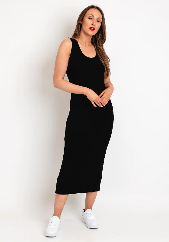 Inventory Reduction Natalia Collection One Size Basic Jersey Midi Dress, Black