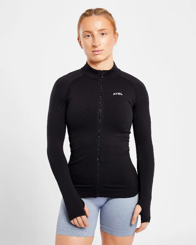 Big Discounts Essential Seamless Zip Jacket - Black