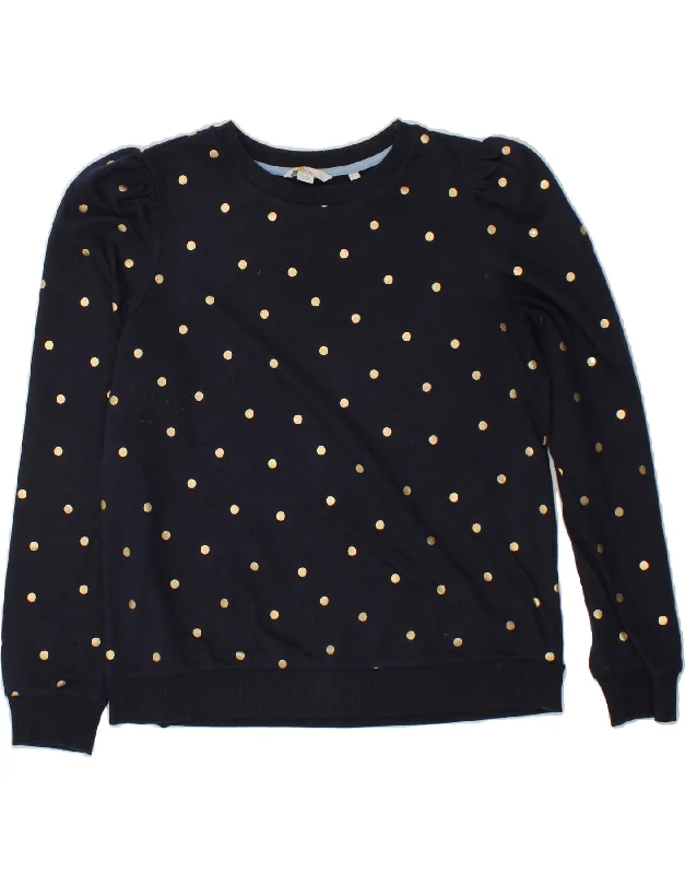Buy Now BODEN Womens Sweatshirt Jumper UK 14 Large Navy Blue Polka Dot Cotton