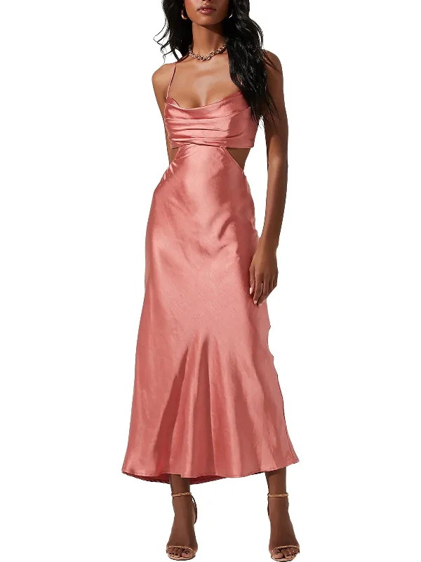 Massive Deals Colette Womens Satin Maxi Cocktail and Party Dress