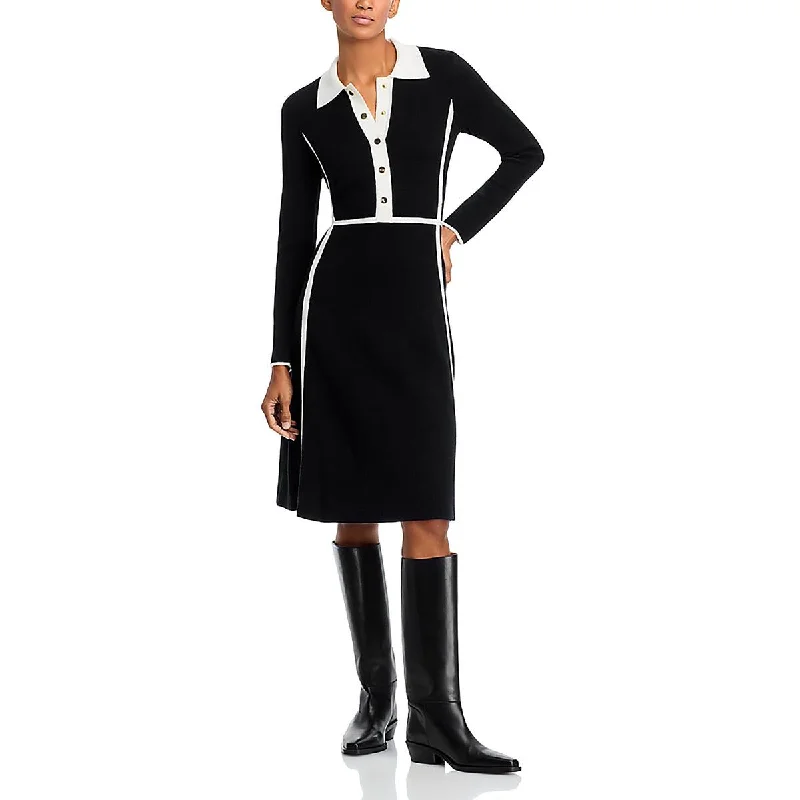 Deal Alert Womens Full length Contrast Trim Sweaterdress