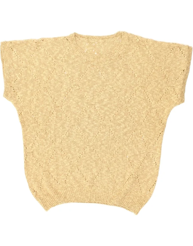 Extra Savings VINTAGE Womens Short Sleeve Boat Neck Jumper Sweater UK 14 Large Beige Extra Savings VINTAGE Womens Short Sleeve Boat Neck Jumper Sweater UK 14 Large Beige
