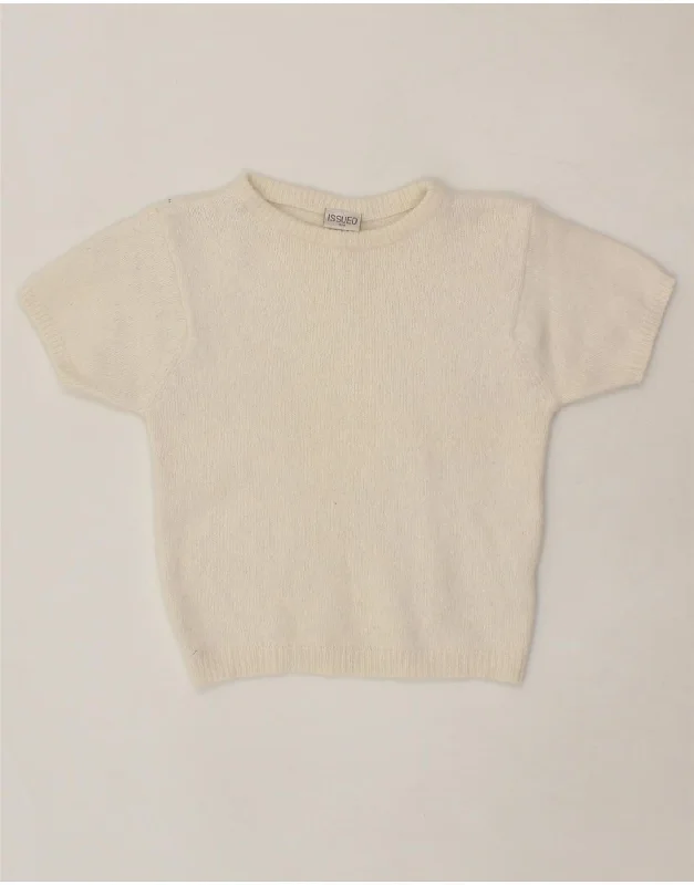 Get It Before It’s Gone VINTAGE Womens Short Sleeve Crew Neck Jumper Sweater UK 10 Small Off White Get It Before It’s Gone VINTAGE Womens Short Sleeve Crew Neck Jumper Sweater UK 10 Small Off White