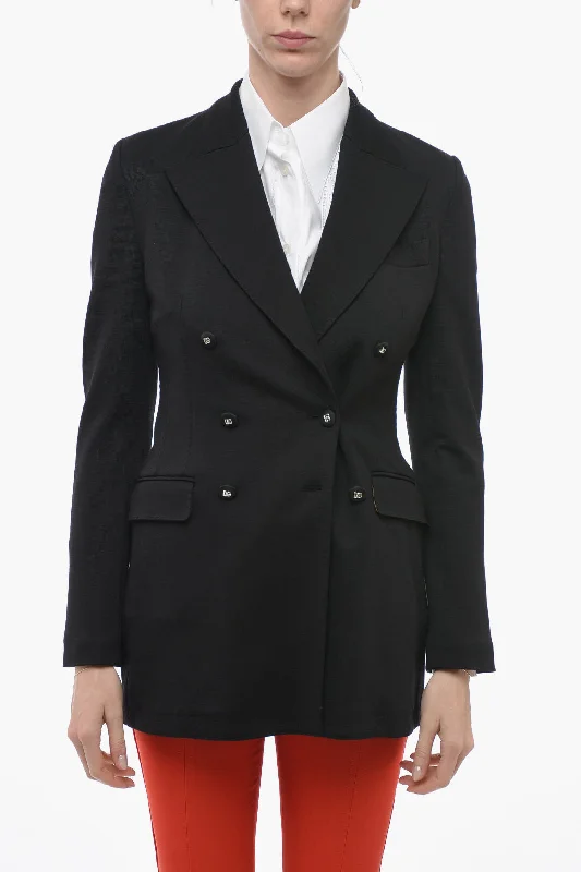 Special Promotion Dolce & Gabbana Double-breasted Half-lined Blazer with Peak Lapel