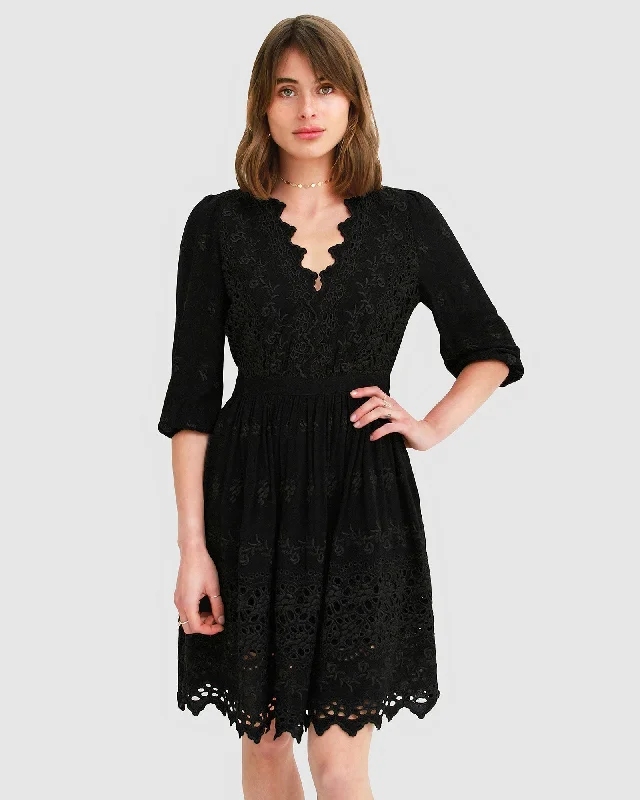 Extra Discounts Sweet Talk Eyelet Mini Dress - Black