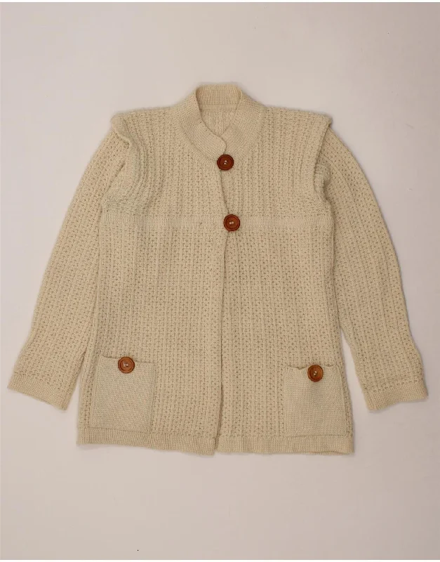 Act Fast VINTAGE Womens Cardigan Sweater UK 14 Large Off White