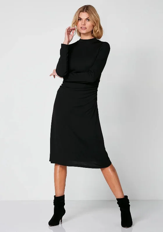 Exclusive Savings Nu Denmark Ronnie Ruched A-line Midi Dress, Black