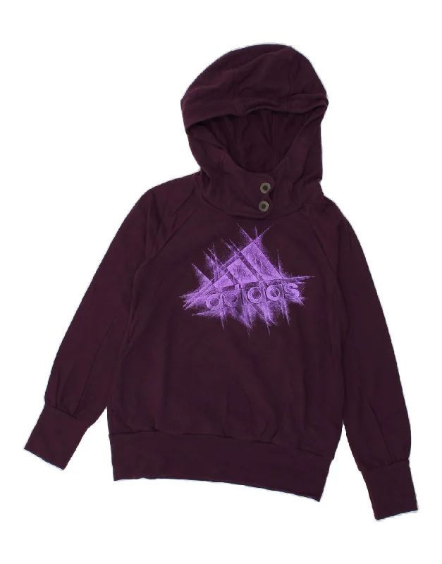 Super Sale ADIDAS Womens Graphic Hoodie Jumper UK 10 Small Maroon