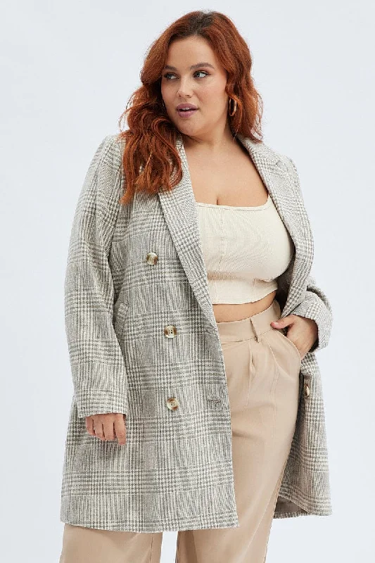 Can't Miss Camel Check Longline Coat Lined