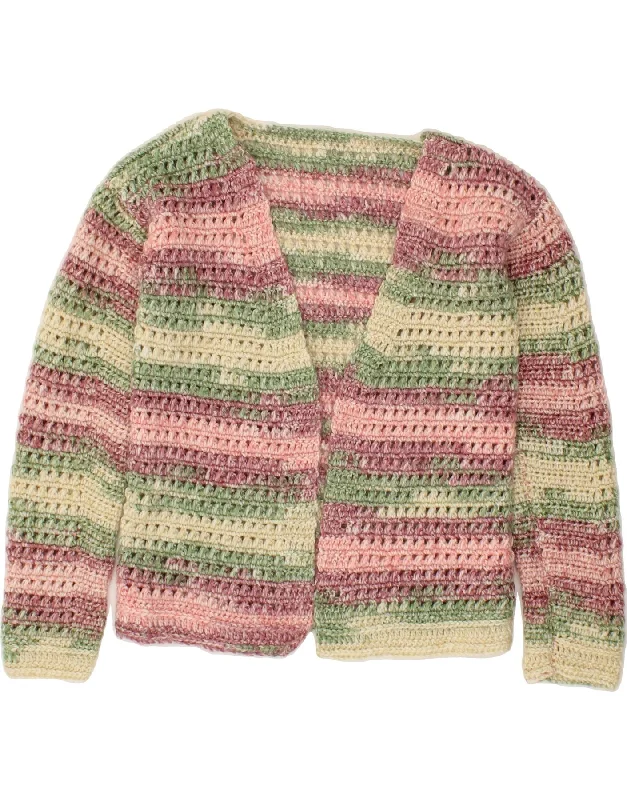 Exclusive Deal VINTAGE Womens Crop Cardigan Sweater UK 12 Medium Multicoloured Striped Exclusive Deal VINTAGE Womens Crop Cardigan Sweater UK 12 Medium Multicoloured Striped