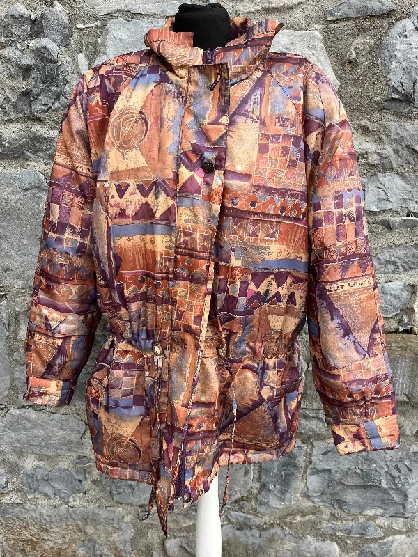 Hurry In 80s brown abstract jacket uk 16-20