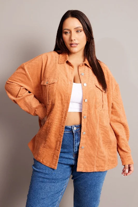 Unmissable Offer Brown Cord Longline Shacket