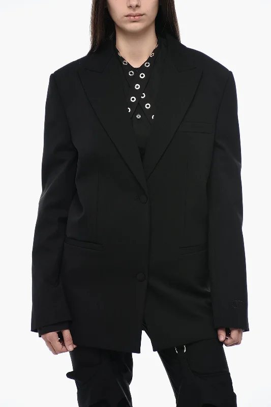 New Deals Off-White Tomboy Blazer with Peak Lapel