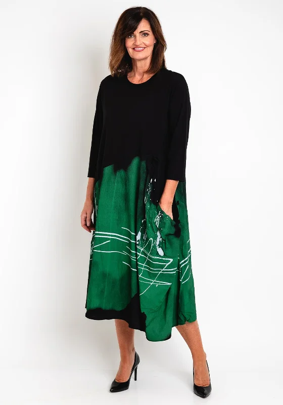 Deal Explosion Natalia Collection One Size Paint Splash Midi Dress, Green