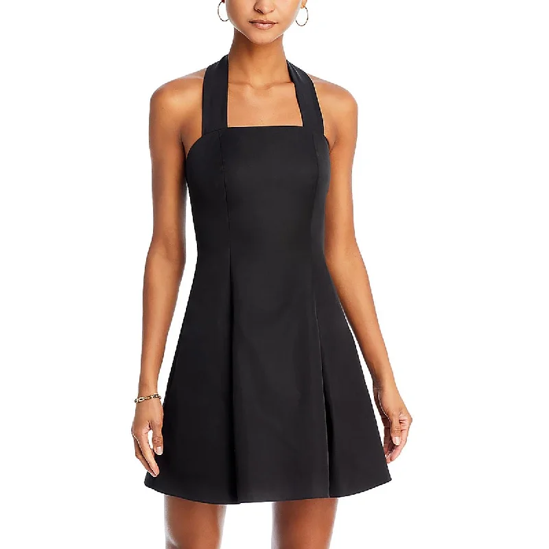 Discount Extravaganza Womens Mini Pleated Halter Dress