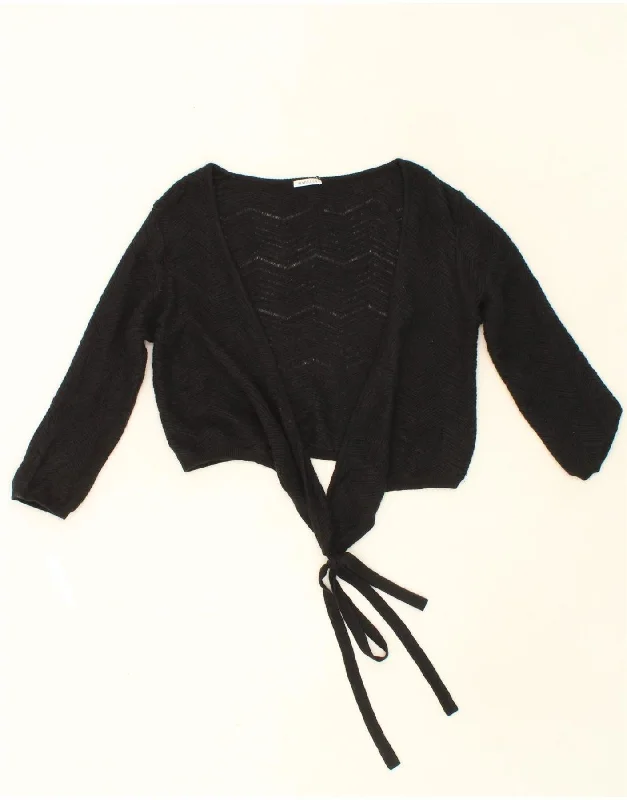 Loyalty Reward MARELLA Womens Short Sleeve Bolero Jumper UK 14 Large Black Viscose