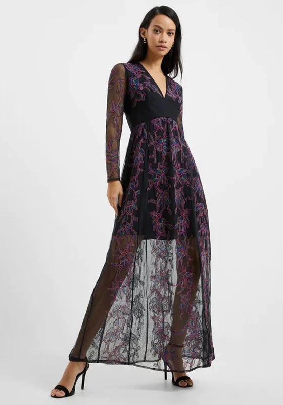 Don't Miss French Connection Emilia Embroidered Max Dress, Blackout