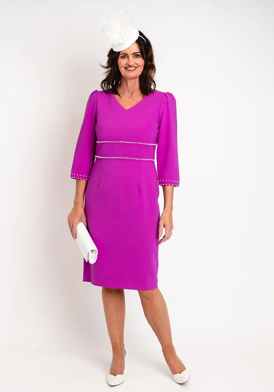 Buy More, Save More Lizabella Pearl Trim Midi Dress, Fuchsia