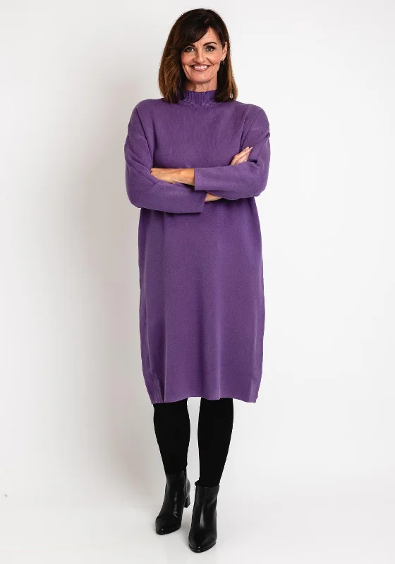 Sneak Peek Sale Serafina Collection Soft Knit Knee Length Jumper Dress, Purple